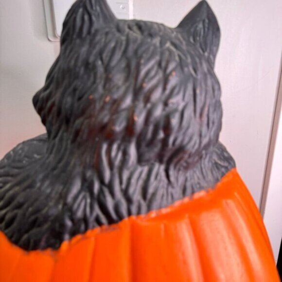 Vintage 90s Halloween Blow Mold Pumpkin Black Cat Jack-O-Lantern - Picture 14 of 15